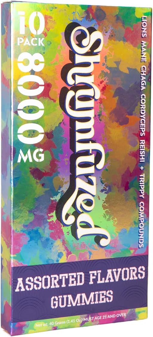 Shrumfuzed Shrumfuzed - Proprietary Nootropic Gummy 8000mg - Lion's Mane, Reishi, Chaga, and Cordycep Nootropic Mushroom Blend (10, Assorted)