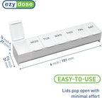 EZY DOSE Weekly (7-Day) Pill Case, Medicine Planner, Vitamin Organizer Box, Convenient and Easy to Use, Large Compartments, Travel Friendly, White, Made in the USA, BPA Free