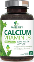 Calcium Supplement with Vitamin D3-1200 mg Calcium per Serving with D3 for Best Absorption - Supports Immune Health, Bones & Teeth - Nature's Calcium is Bottled in USA for Women & Men - 120 Tablets