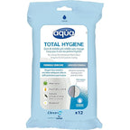 Aqua Wash Reusable Gloves - Medical Grade Pre-Moistened Cleansing Wipes - No Water, Soap, Rinsing or Drying Necessary – All Skin Types – Hypoallergenic - Pack of 12 Gloves