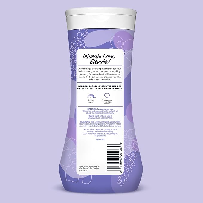 Summer's Eve Delicate Blossom Daily Refreshing All Over Feminine Body Wash, Removes Odor, Feminine Wash pH Balanced, 15 fl oz, 3 Pack