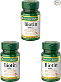 Nature's Bounty Biotin, Vitamin Supplement, Supports Metabolism for Cellular Energy and Healthy Hair, Skin, and Nails, 1000 mcg, 100 Tablets (Pack of 3)