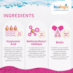 Hyalogic Liquid Hyaluronic Acid Supplement - Support for Healthy Hair, Skin and Nails with 5,000 mcg Biotin and 50mg MSM - Natural Hydration for the Whole Body - High Molecular Weight Formula - 12 oz