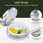 Nipichsha Pill Box, Small Pill Case for Purse & Pocket, Cute Travel Medicine Organizer, Portable Medicine Container Holder to Hold Vitamins, Medication, Fish Oil & Supplement, Green Ocean Marble