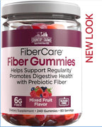 Country Farms Fiber Care Prebiotic Gummies, 6g of Fiber Per Serving, FOS from Beets, Digestive Health, Supports Regularity, Mixed Fruit Flavor, (240 Gummies)