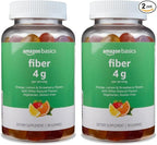 Amazon Basics (previously Solimo Fiber 4g Gummy - Digestive Health, Supports Regularity, Orange, Lemon & Strawberry, 90 Gummies (2 per Serving) (Pack of 2)
