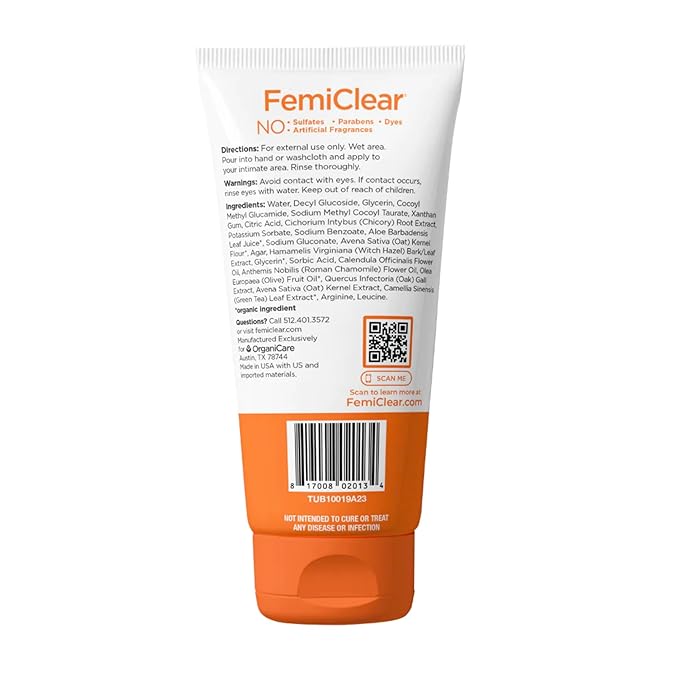 FemiClear Soothing Daily Feminine Wash - Feminine Care Wash for Itching & Irritated Skin, Feminine Hygiene Products, Essentials for Vaginal Health, PH Balance for Women (6FL oz)