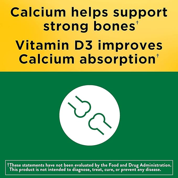 Nature Made Calcium 600 mg with Vitamin D3, Dietary Supplement for Bone Support, 220 Tablets - Pack of 2