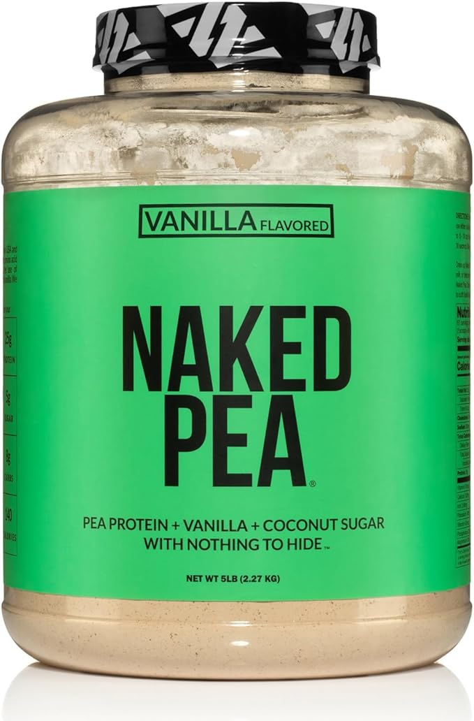Naked Pea - Vanilla Pea Protein Isolate from North American Farms - 5lb Bulk, NSF Certified, Plant Based, Vegetarian & Vegan Protein Power, Easy to Digest, Non-GMO, Gluten Free, Lactose Free, Soy Free