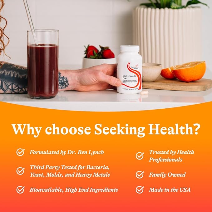 Seeking Health Multivitamin One - Supplement with Zinc, Vitamin B12, & Vitamin A - Magnesium-Free Formula - Multivitamin Supports Methylation & Healthy Aging - 45 Capsules