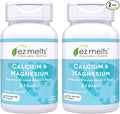 EZ Melts Calcium & Magnesium - Daily Supplement for Heart, Bone, Immune & Brain Health - with Vitamin D3 - Non-GMO & Vegan - Strawberry Smoothie - 120 Dissolvable Tablets (60 Servings)