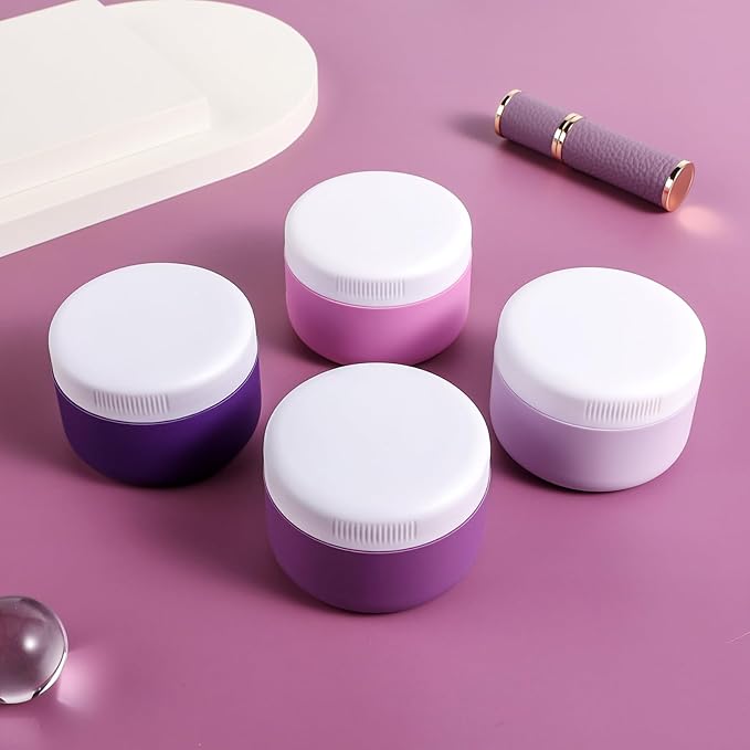 kuangre Travel Containers for Toiletries, Silicone Cream Jars BPA-Free, Leak-proof 1.35oz Travel Size Containers, Portable Size Silicone Jars with Lid for Cosmetic Face Hand Body Cream (4 Pack)