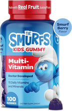 The Smurfs Kids Multivitamin Gummies with 15 Daily Vitamins and Minerals for Growth & Development | Made with Real Fruit in a Smurf Berry | Delicious, Doctor Developed & Non-GMO Formula | 100 Gummies
