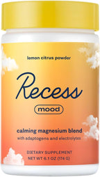Recess Mood Powder, Calming Magnesium L-Threonate Blend with Passion Flower, L-Theanine, Electrolytes, Magnesium Calm Support Powder Supplement - Lemon Citrus 28 Serving Tub