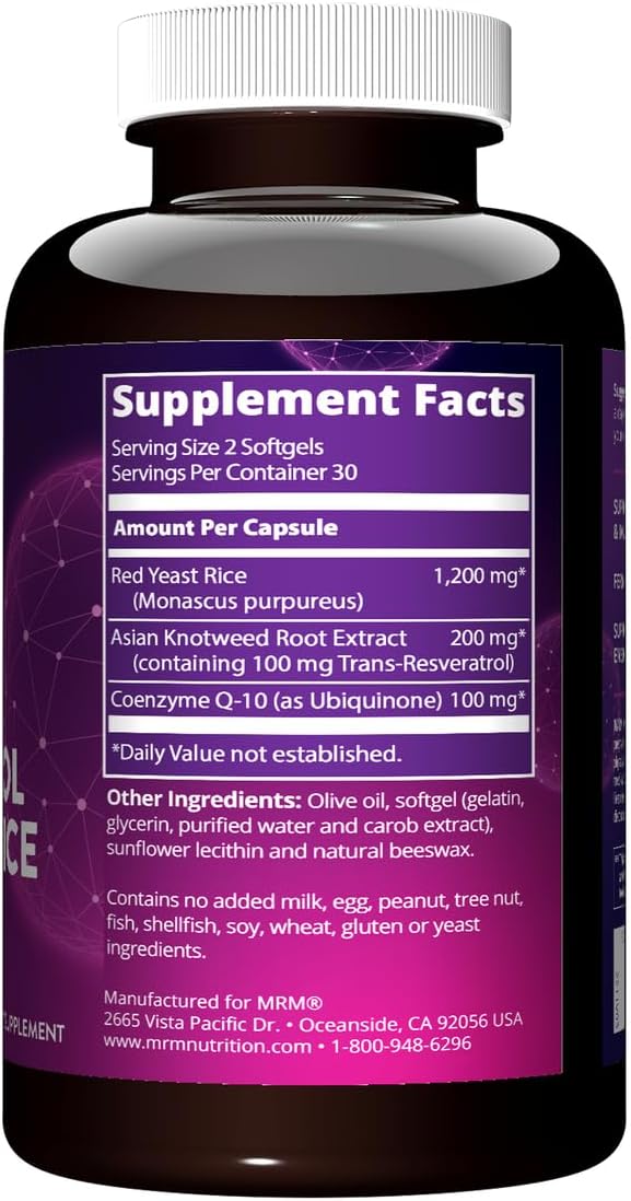 MRM Nutrition CoQ-10 Resveratrol Red Yeast Rice | Supports Cardiovascular & Heart Health | Gluten-Free | Non-GMO | 30 Softgels