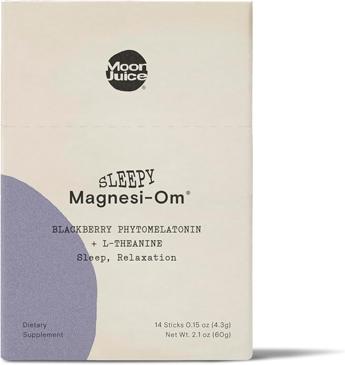 Moon Juice Sleepy Magnesi-Om - Sleep Supplement Powder with Magnesium Glycinate, L-Theanine & Plant-Based Melatonin, Sugar-Free Bedtime Drink Mix for Deep Sleep w/o Grogginess, BlackBerry, 14 Servings