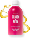 MAËLYS Collagen + BIOTIN Supercharged Liquid Collagen - Drinkable Hydrolyzed Type I & III Collagen Supplement with Biotin, Vitamin C, Zinc & Folic Acid - Orange Peach Flavor (500 mL)