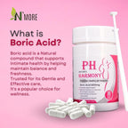 N'More pH Harmony Boric Acid Vaginal Suppositories for Yeast Infection Relief + Reusable Applicator — 30 Count, 600 mg, Made in USA