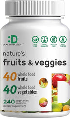 Nature’s Fruits & Veggies Supplement, 240 Veggie Capsules – 80 Whole Food Superfoods for Daily Balance – 40 Fruits with 40 Vegetables and Greens – Non-GMO, Gluten Free
