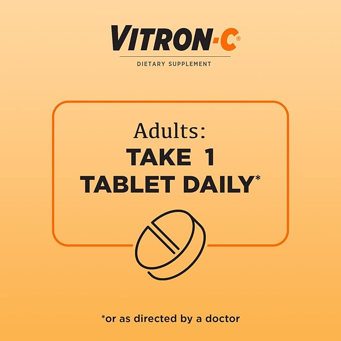 Vitron-C Iron Supplement, Once Daily, High Potency Iron Plus Vitamin C, Support Red Blood Cell Production, Dye Free Tablets, 60 Count (Pack of 4)
