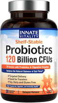 Innate Vitality Probiotics 120 Billion CFUs for Men & Women, 34 Strains with Prebiotics & Digestive Enzymes, Immune & Digestive Health, Delayed Release, Shelf Stable, 30 Vegan Capsules