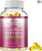 Multi Collagen Peptides Capsules 9500mg: Hydrolyzed Collagen Supplement Type I II III V X with Hyaluronic Acid Glucosamine MSM Probiotics Enzymes, Collagen for Skin Hair Nails Joints Women Men 60