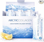 Liquid Marine Collagen Peptides for Women Men – 8000mg Hydrolyzed Collagen Liquid Supplement with Biotin & Vitamins for Hair Growth, Skin, Nails & Joints, Lemon Flavor, Sugar-Free, 14 Sachets