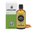 Earth N Pure Sweet Almond Oil (Badam Oil) Cold Pressed, Therapeutic Grade for Body, Skin, Hair 50 ml