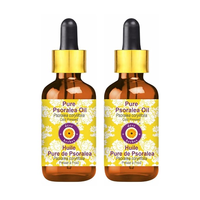 dève herbes Pure Psoralea Oil (Psoralea corylifolia) with Glass Dropper Cold Pressed (Pack of Two) 100ml X 2 (6.76 oz)