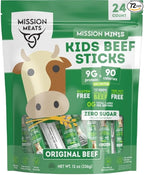 Mission Meats Kids Beef Sticks, 100% Grass Fed, Healthy Snacks for Kids, Zero Sugar, 9g Protein per Serving, Gluten & Nut Free, Individually Wrapped, Mini 0.5oz (72ct Bag)
