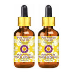 Deve Herbes Pure Passion Fruit Oil (Passiflora edulis) with Glass Dropper Cold Pressed (Pack of Two) 100ml X 2 (6.76 oz)