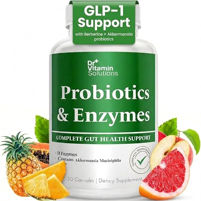 GLP-1 Support Enzymes, Pre & Probiotics for Digestive Health, Berberine Weight Loss Support, Akkermansia Muciniphila for Women & Men | Gut Health, Bloating Relief, 30 Ct