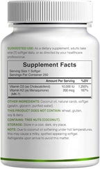 DEAL SUPPLEMENT Vitamin D3 10,000 IU + K2 MK7 200mcg Softgels, 250 Count | 2-in-1 Complex with Virgin Coconut Oil | Easy to Swallow