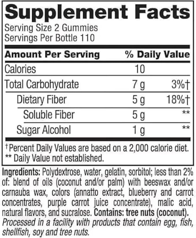 Fiber Well Sugar Free Gummies Supplement, Peach, Strawberry and Berry Flavored 220ct (220count, Sugar Free)