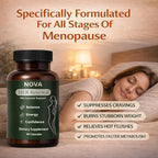 NOVA Menopause Relief Support for Her - Probiotic Estrogen Balance Formula with Curcuminoids & Botanical Extracts – Supports Hormonal Balance, Comfort & Daily Well-Being – 60 Capsules (1)