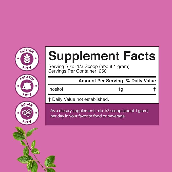 Premium Myo-Inositol & D-Chiro Inositol Powder - Fertility Support Supplement with Myo Inositol - Restore Hormone Balance & Clarity - Provides Ovarian Support - Inositol Supplement for Women - 250g