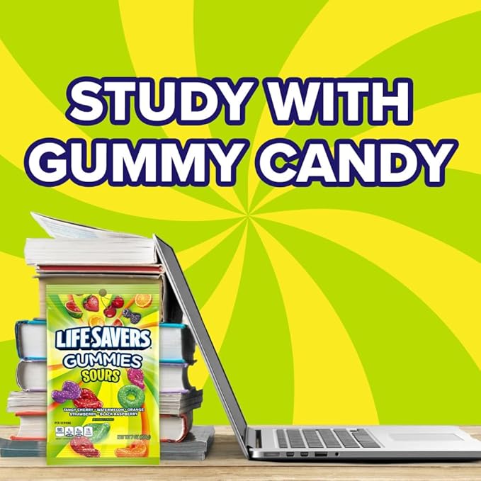 LIFE SAVERS Sour Gummy Candy Pack, Individually Wrapped Candy Bulk, Variety Flavors Box, 12 Bags of Sour Gummies