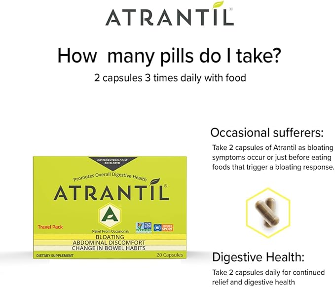 Atrantil Travel Pack (20 Count): Bloating, Abdominal Discomfort, and Change in Bowel Habits