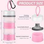 Baderke 2 Pcs Protein Powder Container with Funnels Stand, 4 Stackable Leakproof Protein Powder Dispenser, Portable Keychain Powder Container for Workout, Fitness, Travel(Pink, White)