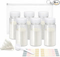 Protein powder travel container, 6 Pack 100ml Reusable Bottles with Funnel, Labels, Storage Pouch & 5g Scoop, Portable Supplement Storage for Gym & Trips
