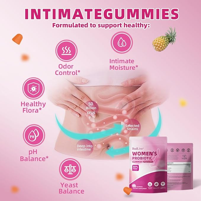 2pack Vaginal Probiotics Gummies for Women, Feminine Balance pH Gummies for Healthy Odor, Yeast Balance & Flora + Vitamin C for Immune Support -Pineapple (90Ct/ Pack)