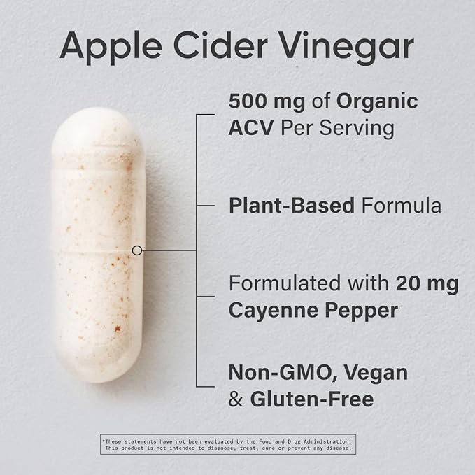 Sports Research Apple Cider Vinegar with Cayenne Pepper | Made from Organic Fermented Apple Cider - Non-GMO Project Verified & Vegan Certified (120 Veggie Capsules)