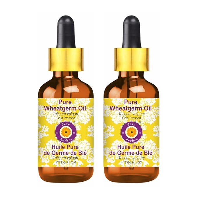 dève herbes Pure Wheatgerm Oil (Triticum vulgare) with Glass Dropper Cold Pressed (Pack of Two) 100ml X 2 (6.76 oz)