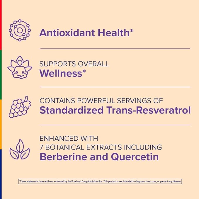 Stop Aging Now - Resveratrol Complex Supplement - with Berberine - 30 Vegetarian Capsules