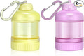 2 Pack Protein Powder Container to Go with Keychain & Keyring, Large Capacity, Clear, Leakproof, Ideal for workouts, fitness, or travel (Pink&Yellow)