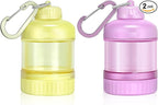 2 Pack Protein Powder Container to Go with Keychain & Keyring, Large Capacity, Clear, Leakproof, Ideal for workouts, fitness, or travel (Pink&Yellow)
