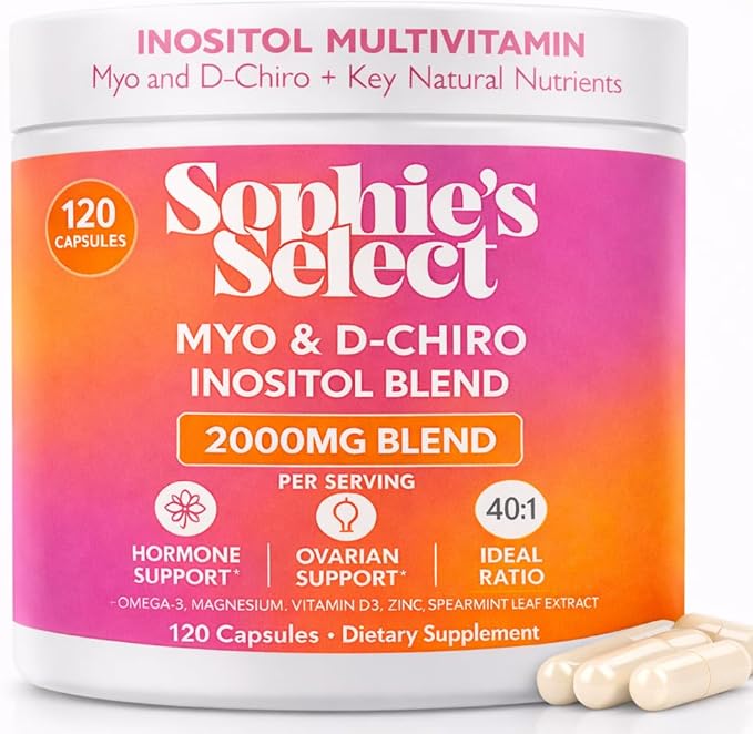 Myo-Inositol & D-Chiro Inositol 2000mg Per Serving for Women - Inositol 40:1 Formula with Spearmint, Vitamin D3, Zinc & Magnesium - Hormone Balance for Women, Ovarian Support - 120 Capsules - 1Pack