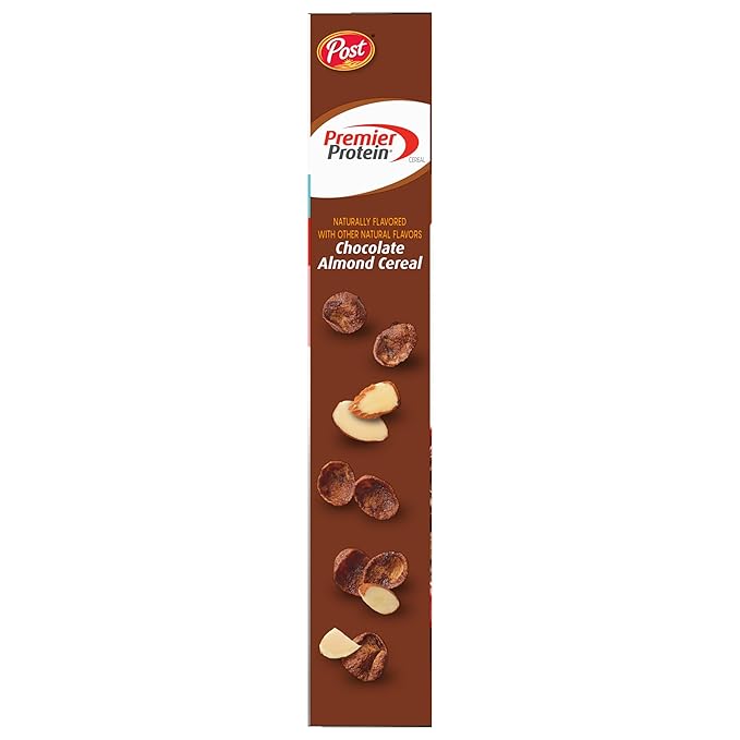 Premier Protein Chocolate Almond Cereal, Chocolatey Protein Cereal Flakes with Sliced Almonds, Contains 20g of Protein Per Serving, 9 OZ Box (Pack of 2)