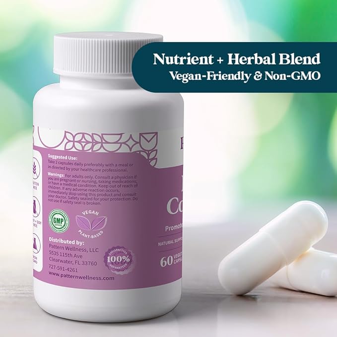 Pattern Wellness PMS Complex – Monthly Cycle Wellness Support – with Vitamin B6, Magnesium & Herbal Extracts – 60 Vegan Capsules