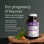 New Chapter Wholemega for Moms Fish Oil Supplement, Tiny Capsules, 2000mg per Serving, Prenatal DHA with Omega-3 + Vitamin D3 for Prenatal & Postnatal Support, 500mg Each - 180 Count